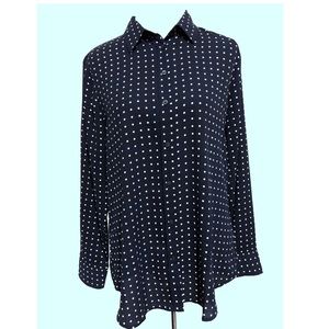 Navy Polkadot Button Down—Banana Republic